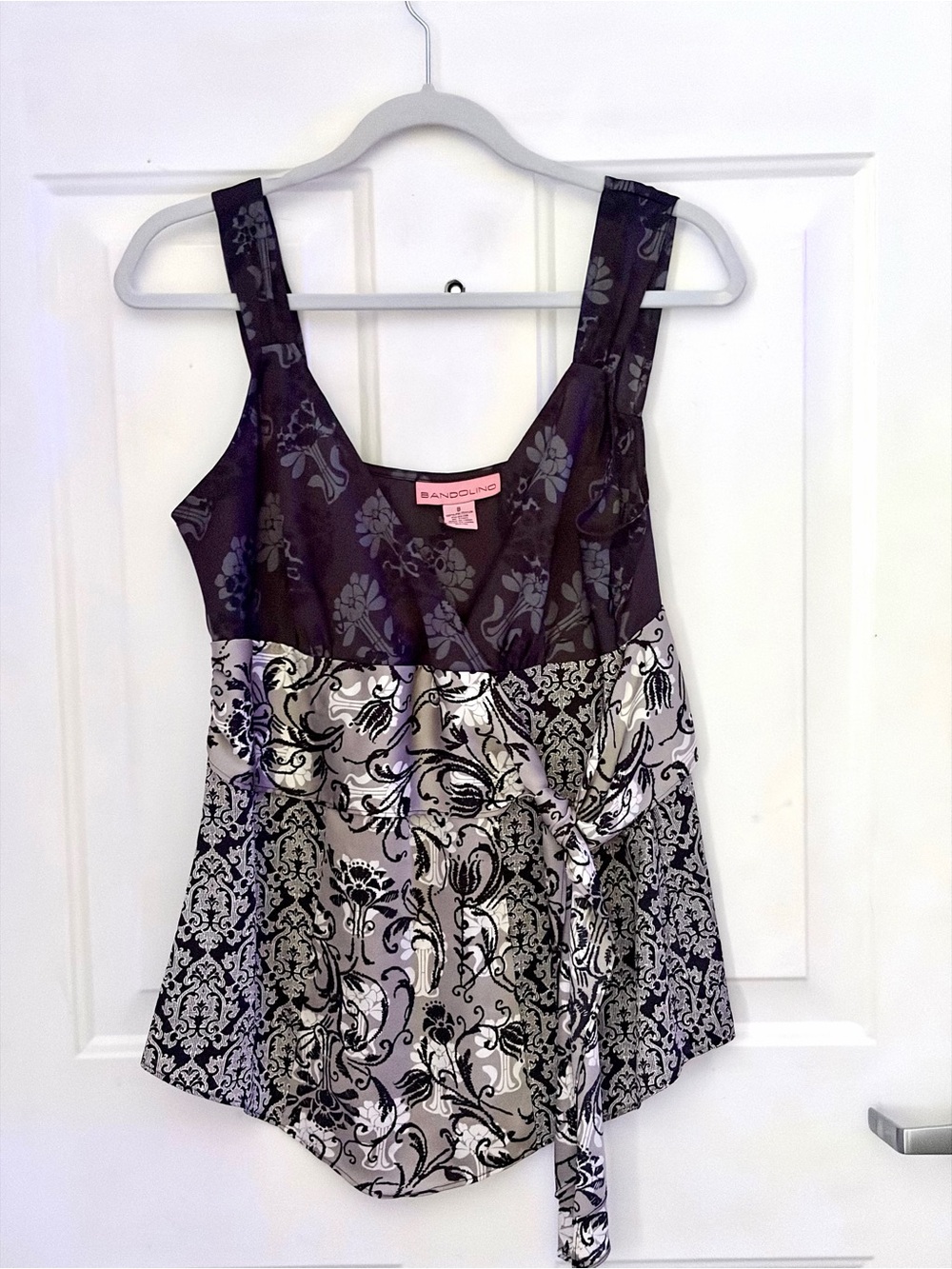 Bandolino soft drape top with subtle sheen.